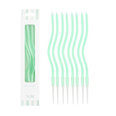 CANDELINE STELO CURLY 12,5cm MENTA 8pz