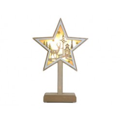 STELLA LEGNO C/PIEDE E LUCI LED 33cm