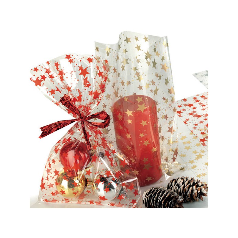 BUSTE CRYSTAL TRASPARENTE STARRY ROSSO 25x40cm 50pz