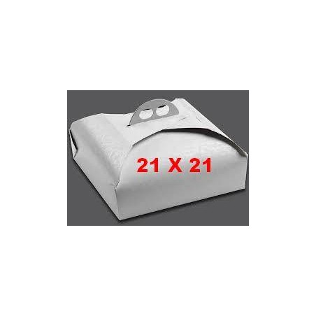 SCATOLA PORTA TORTA QUADRATA MIS.21x21x7 BIANCO RAMAGE