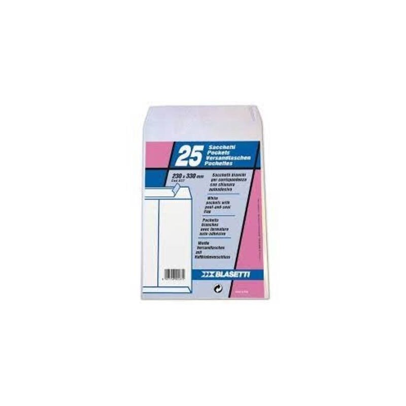 BUSTE DA LETTERA 23x33cm BIANCHE C/STRIP 25pz BLASETTI