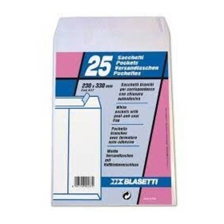 BUSTE DA LETTERA 23x33cm BIANCHE C/STRIP 25pz BLASETTI