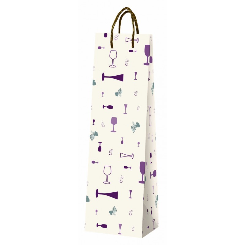 BORSA CARTA 1 BOTTIGLIA CHIC C/CORD 10x10x36cm