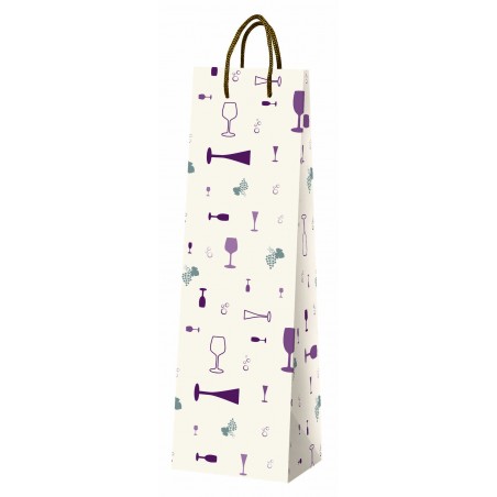 BORSA CARTA 1 BOTTIGLIA CHIC C/CORD 10x10x36cm
