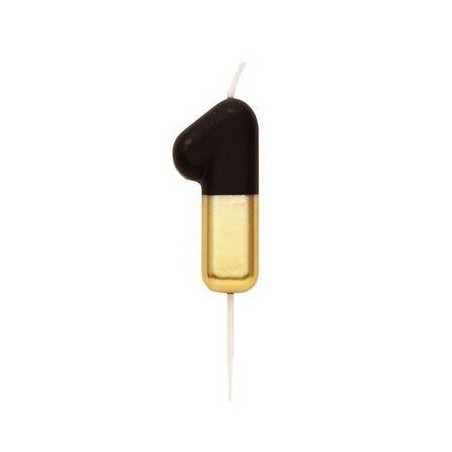 CANDELINA NUMERO 1 NERO/ORO 10,5cm