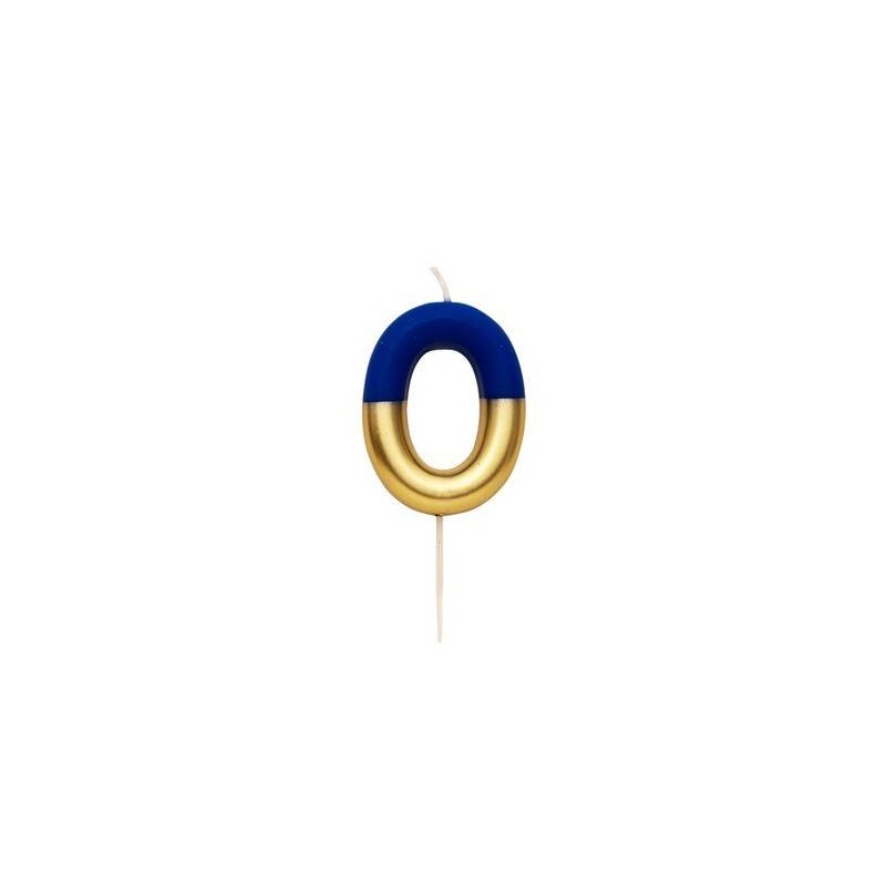 CANDELINA NUMERO 0 BLU/ORO 10,5cm