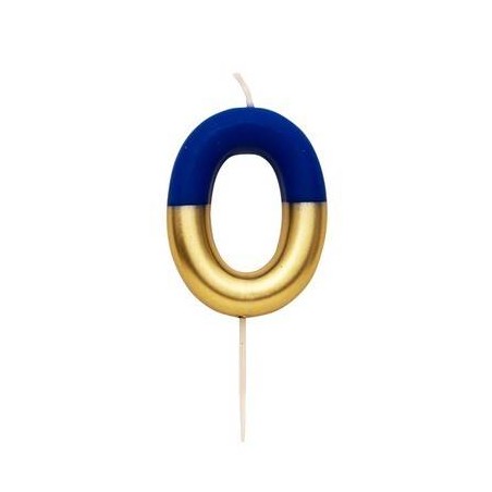CANDELINA NUMERO 0 BLU/ORO 10,5cm