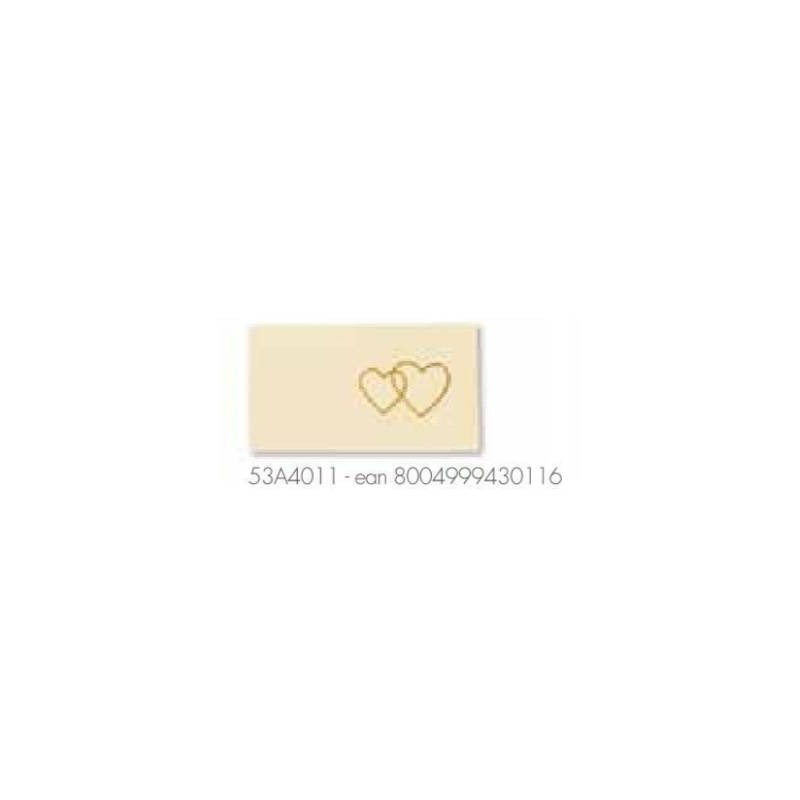 BIGLIETTINO BOMBONIERA 45x25mm CUORI AVORIO 20pz