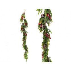 RAMO GHIRLANDA CON BACCHE E PIGNE 130cm