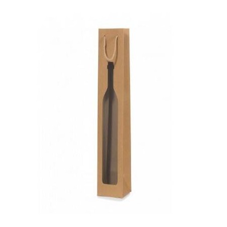SHOPPER CARTA CON FINESTRA 12x41+12cm  MAGNUM BOTTLE KRAFT AVANA