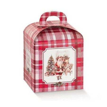 SCATOLA PANETTONE 10x10x10cm SANTA'S HOME