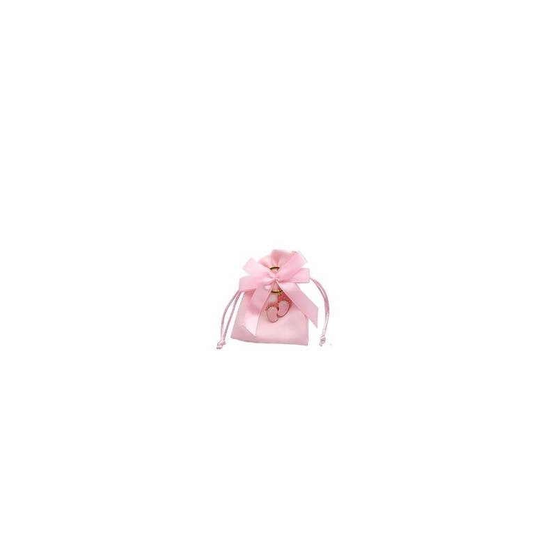 SACCHETTO ROSA 9x12cm PORTACHIAVI PIEDE GIRL 12pz