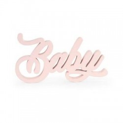 SCRITTA LEGNO BABY ROSA 38x20x3cm