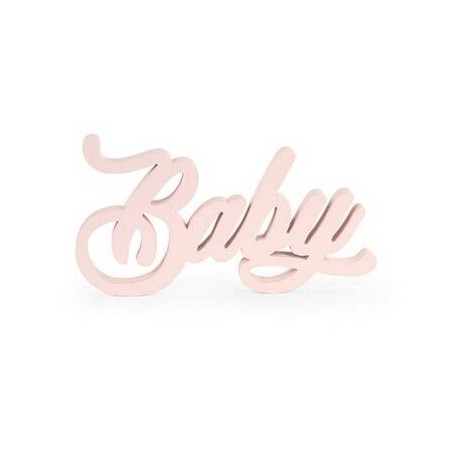 SCRITTA LEGNO BABY ROSA 38x20x3cm