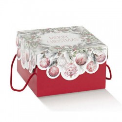 SCATOLA F/COPERCHIO E CORDINI 25x25x16cm ADDOBBI DI NATALE