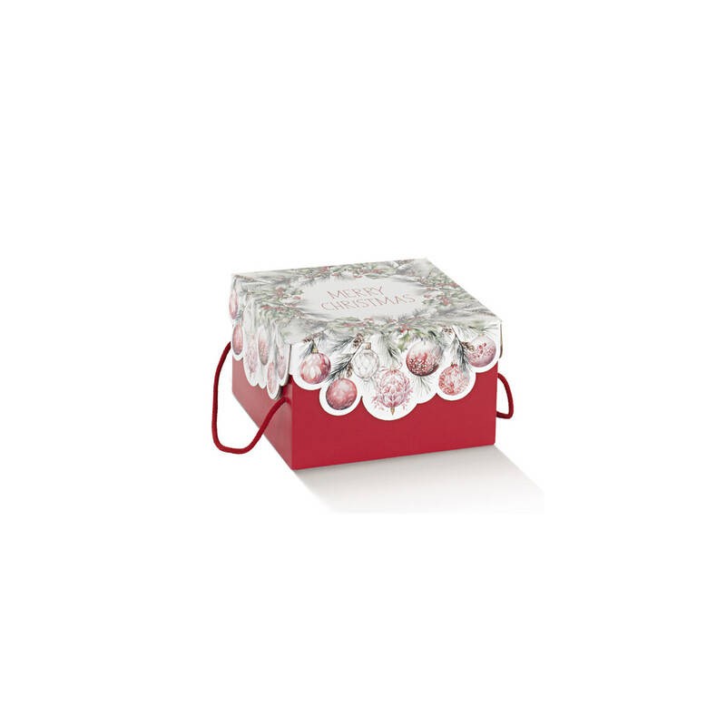 SCATOLA F/COPERCHIO E CORDINI 25x25x16cm ADDOBBI DI NATALE
