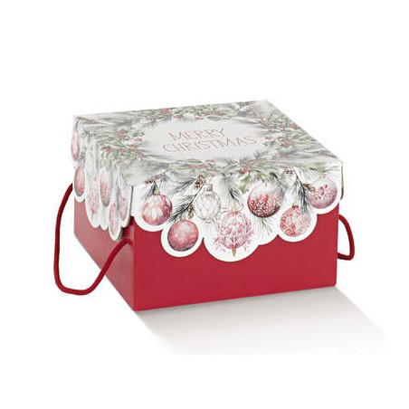 SCATOLA F/COPERCHIO E CORDINI 25x25x16cm ADDOBBI DI NATALE
