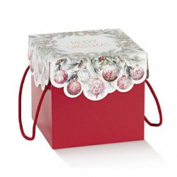 SCATOLA F/COPERCHIO E CORDINI 20x20x19cm ADDOBBI DI NATALE