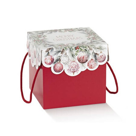SCATOLA F/COPERCHIO E CORDINI 20x20x19cm ADDOBBI DI NATALE