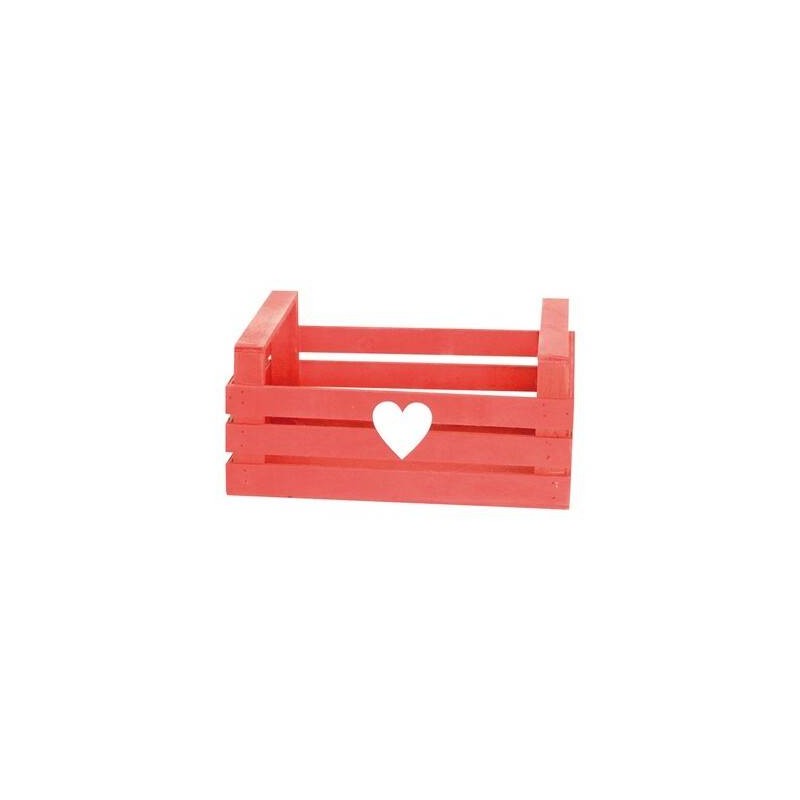 CASSETTA LEGNO ROSSA CUORE 29x24x13cm CASL2498