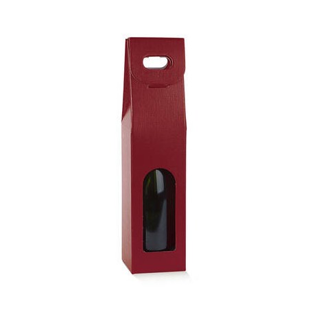 SCATOLA 1 BOTTIGLIA C/MANIGLIA E FIN. 9x9x38,5cm FIBRA BORDEAUX