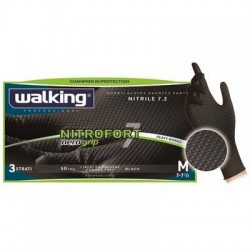 GUANTI NITRILE NITROFORT 7 GRIP WALKING NERO TG.XL 50pz