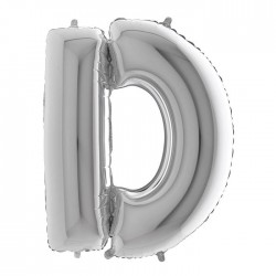PALLONE MYLAR LETTERA D 40" 102cm SILVER