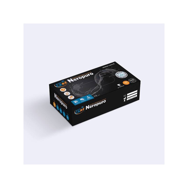 Mr.Care - GUANTI NITRILE NEROPURO SENZA POLVERE 100pz TG.XS