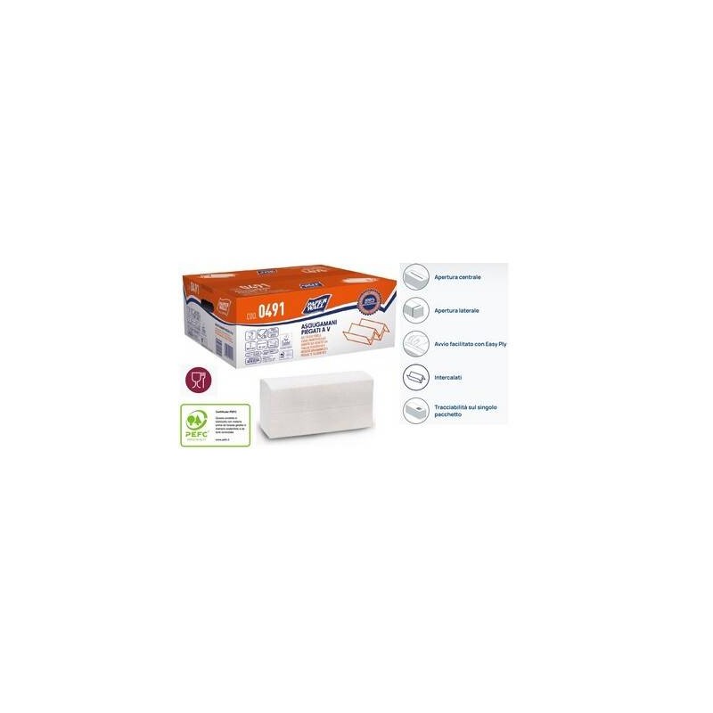 ASCIUGAMANI A V PURA CELLULOSA 2VELI 20,5x21,2cm 200pz DISPENSERBOX PVC