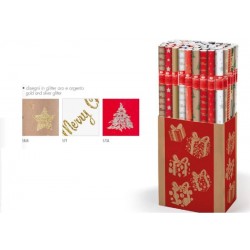 CARTA REGALO ROTOLO NATALIZIA GLITTER ASS.TA 0,7x1mt