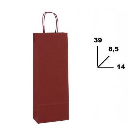 BORSA CARTA COLOR BOTTIGLIA MIS.14+8,5x39cm BORDEAUX 594