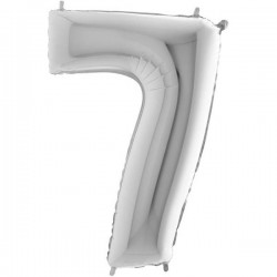 PALLONE NUMERO 7 MYLAR 66cm 26 ARGENTO