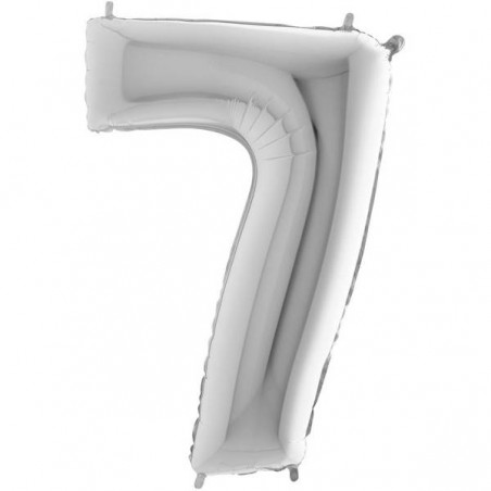 PALLONE NUMERO 7 MYLAR 66cm 26 ARGENTO