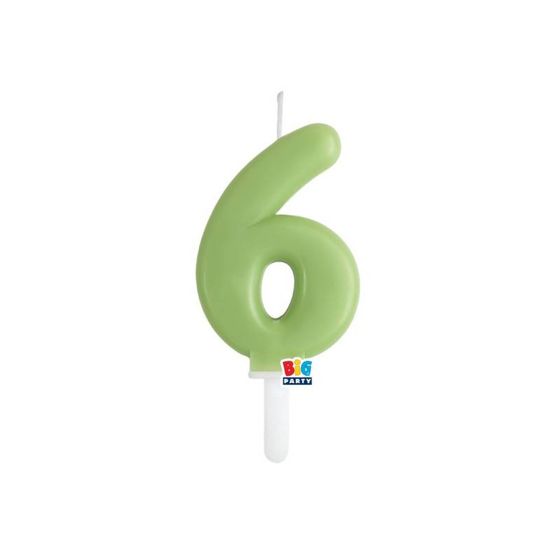 CANDELINA NUMERO 6 TINY PLUMP VERDE OLIVA 7cm