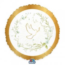 PALLONE MYLAR TONDO 45cm COLOMBA CRESIMA