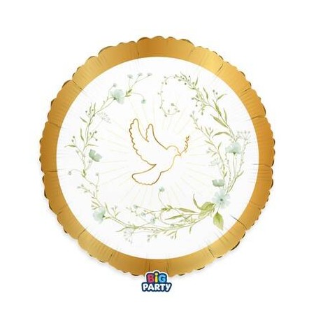 PALLONE MYLAR TONDO 45cm COLOMBA CRESIMA