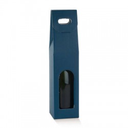 SCATOLA 1 BOTTIGLIA C/MANIGLIA E FIN. 9x9x38,5cm FIBRA BLU