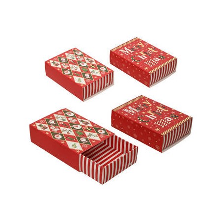 SCATOLA NATALIZIA STILE FIAMMIFERO 15x7x18,5cm