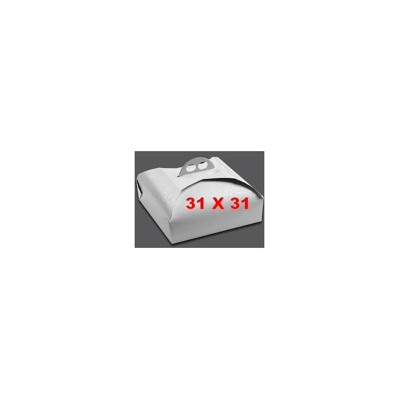 SCATOLA PORTA TORTA QUADRATA MIS.31x31x7 BIANCO RAMAGE