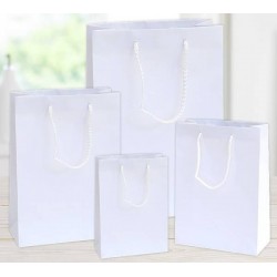 SHOPPER IN CARTA PLASTIFICATA OPACA 27+12x37cm BIANCA
