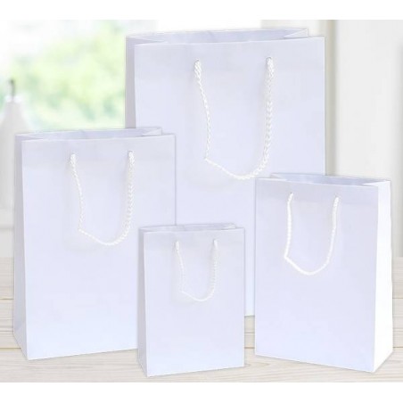SHOPPER IN CARTA PLASTIFICATA OPACA 27+12x37cm BIANCA