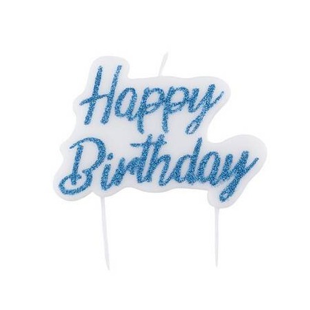 CANDELINA GLITTER TURCHESE HAPPY BIRTHDAY 8x6cm