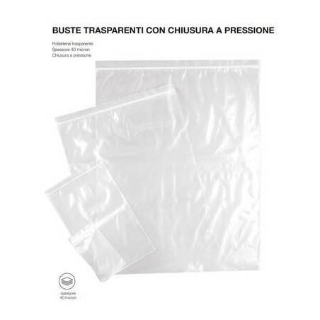 BUSTE TRASPARENTI PLT C/CERNIERA 5x6cm 200pz 40my