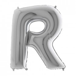 PALLONE MYLAR LETTERA R 40" 102cm SILVER