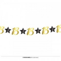 FESTONE COMPLEANNO STELLE ORO NERO 18anni 3mt