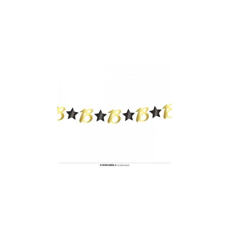 FESTONE COMPLEANNO STELLE ORO NERO 18anni 3mt
