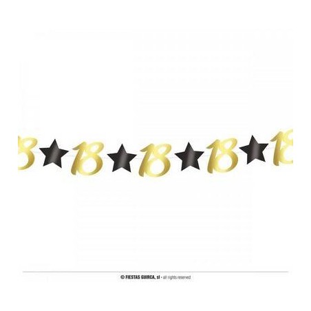 FESTONE COMPLEANNO STELLE ORO NERO 18anni 3mt