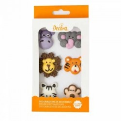 DECORAZIONI IN ZUCCHERO ANIMALI DELLA GIUNGLA 5cm 6pz