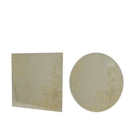 SPECCHIO GLITTER ORO TONDO/QUADRO 20cm ass.to