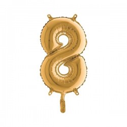PALLONE NUMERO 8 MYLAR 36cm ORO